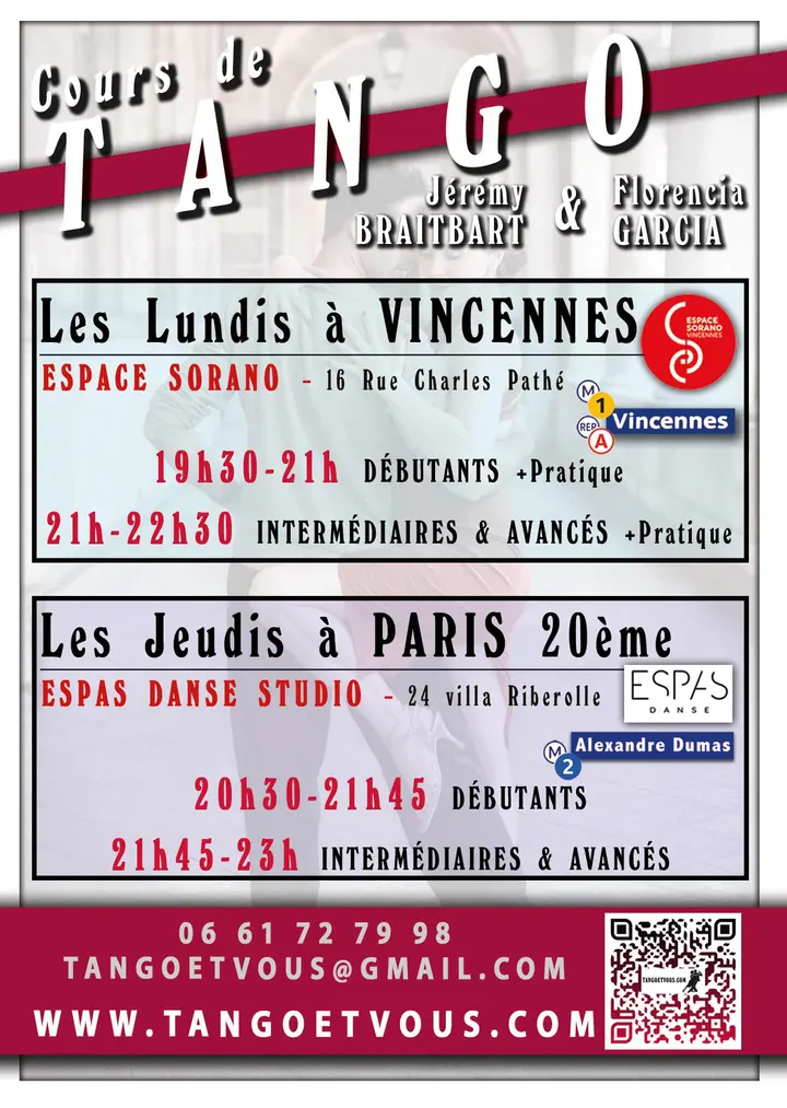 Tango & Vous Ecole — Danse à Sorano, Vincennes