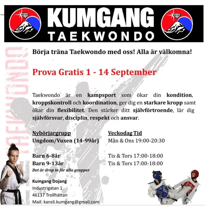 Kumgang Taekwondo Klubb Trollhättan — martial arts-studio i Håjum, Trollhättan