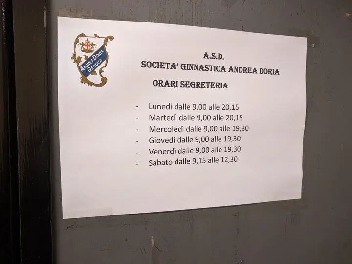 ASD Società Ginnastica Andrea Doria — Palestre a Carignano, Genova