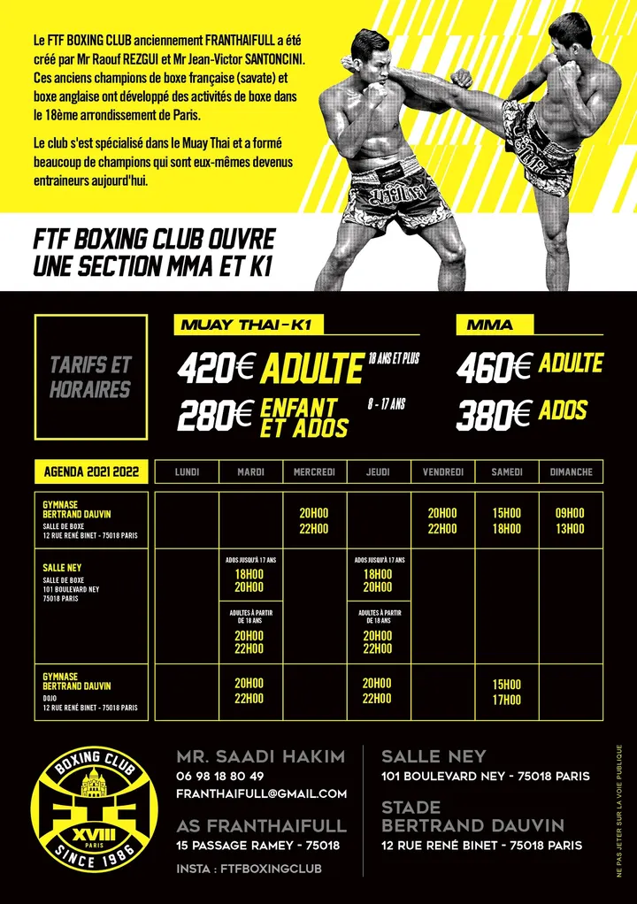 FTF BOXING CLUB — Arts martiaux à Paris 18e Arrondissement, Paris