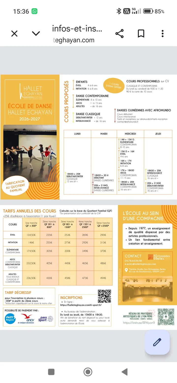 École de danse HALLET EGHAYAN — Danse à Vaise, Lyon