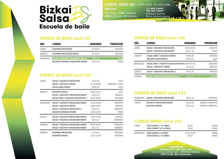 Bizkaisalsa — dance-studio i Zorrotza, Bilbao