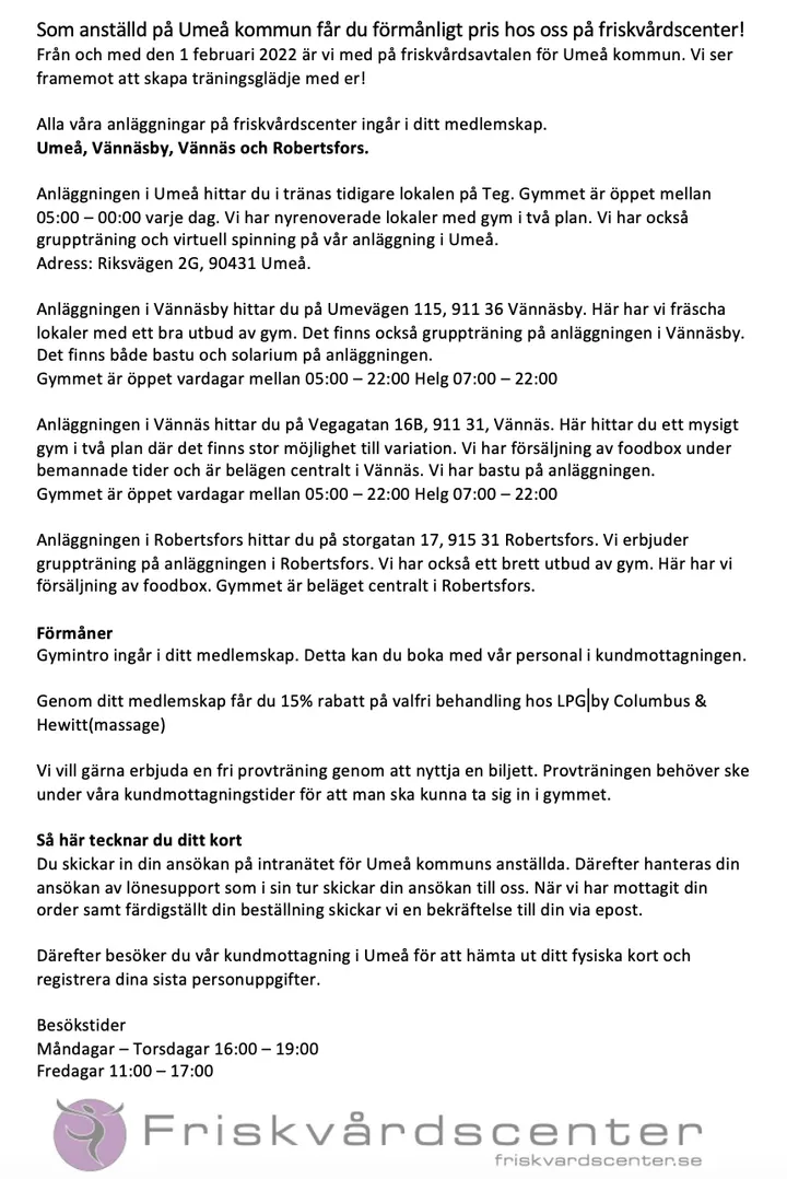 Friskvårdscenter Vännäsby — träningsstudio i Vännänget, Vännäsby — 3