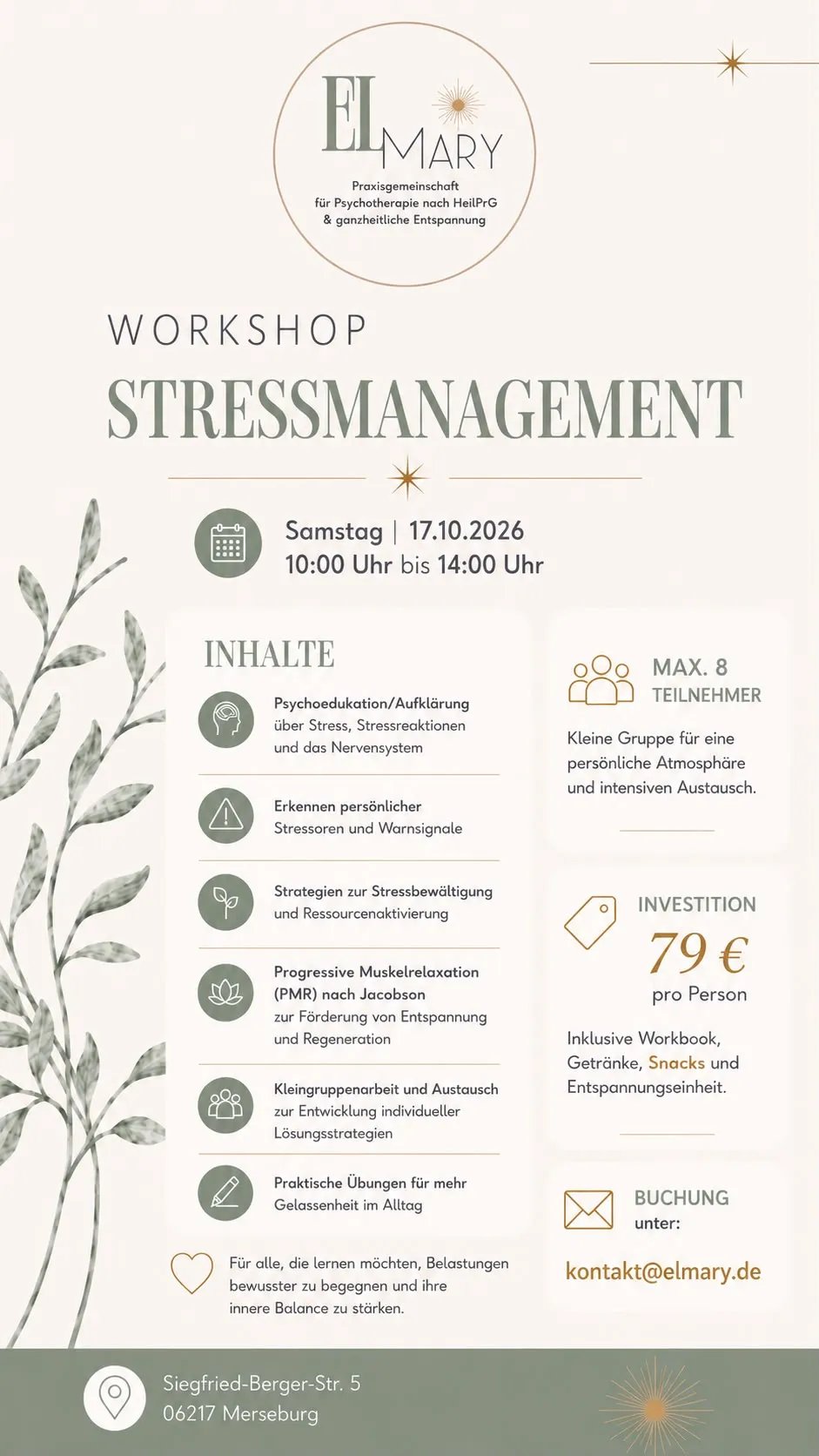 ELMARY - Praxisgemeinschaft für Psychotherapie nach HeilPrG & ganzheitliche Entspannung — yoga-studio i Merseburg — 2