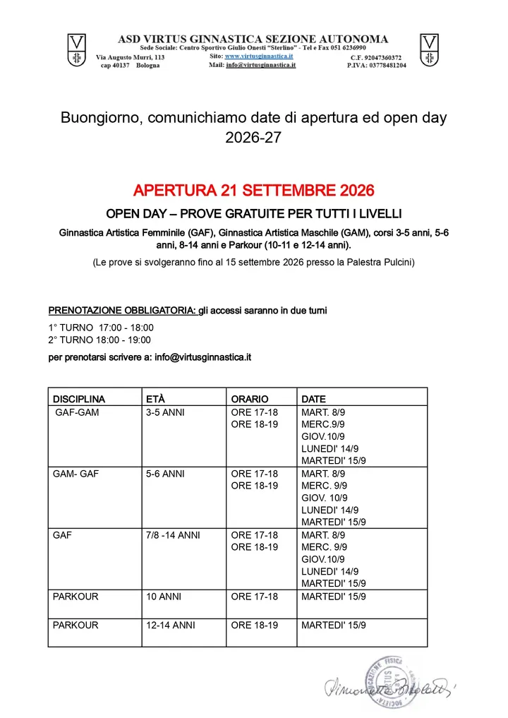 Virtus Gymnastics — Ginnastica a Murri, Bologna