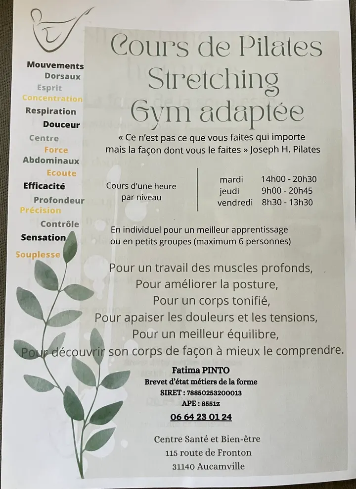 Fatima PINTO PILATES THERAPIE — pilates-studio à Aucamville, Toulouse — 3